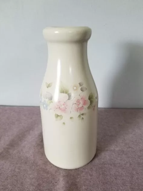 Pfaltzgraff MILK BOTTLE / VASE ~ Tea Rose Pattern ~ Excellent Condition