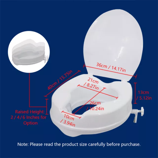 Elevated Raised Toilet Seat With Lid Portable Home Aid Safety Riser Disabled 3