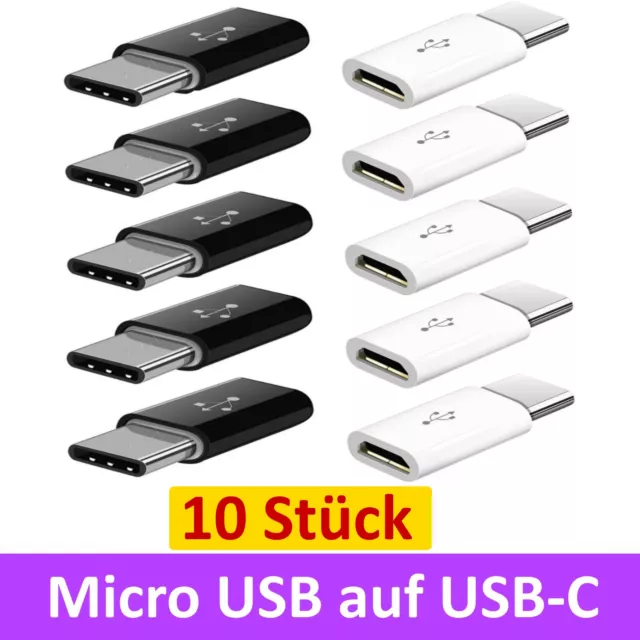 10x Micro USB auf USB Typ C Adapter Lade Daten Kabel für Samsung Huawei Oppo GUT