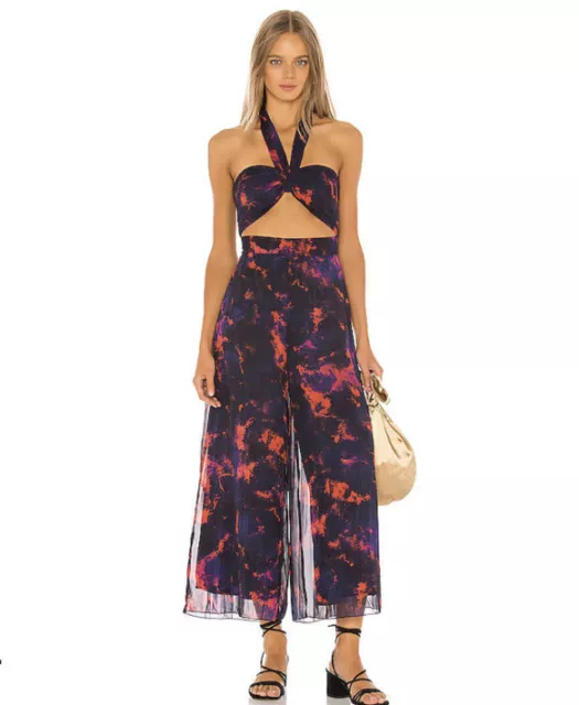 NWT House of Harlow 1960 x Revolve XXS Tammy Jumpsuit Purple Red Tie Dye Halter