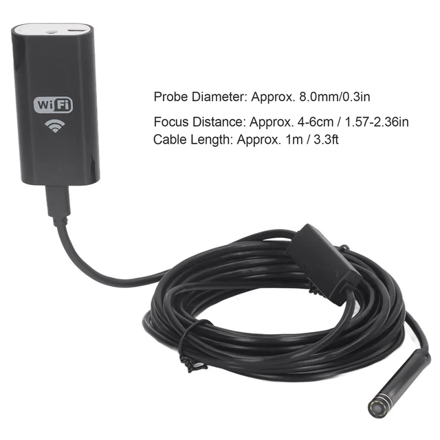 Endoscope Camera Borescope Compact 8 LEDs 2MP 3.3ft ABS Aluminum Alloy For