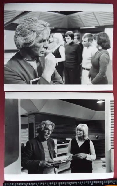 BBC tv "Moonbase 3", 1973. Two original 10 x 8" photos. Michael Gough