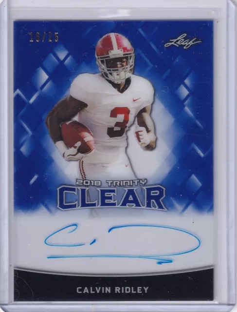 Calvin Ridley 2018 Leaf Trinity Clear Blue Rc On Card Auto (18/25)