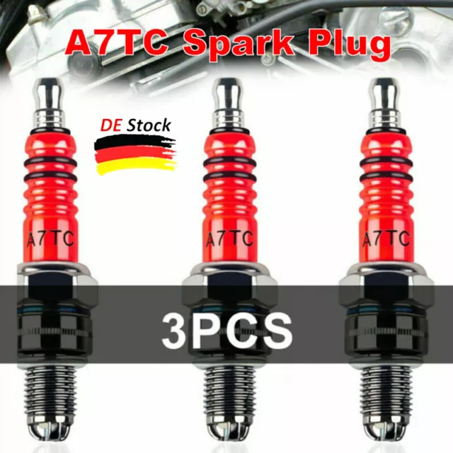 3PCS Zündkerze A7TC 3 Elektrode für China Roller Quad Kart GY6 50cc 125cc70cc DE