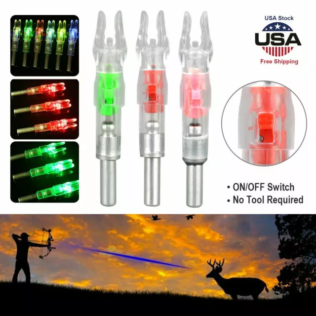 6/12Pc Automatic LED Shooting Archery Arrows Lighted Nocks 6.2mm Arrow Nock Tail