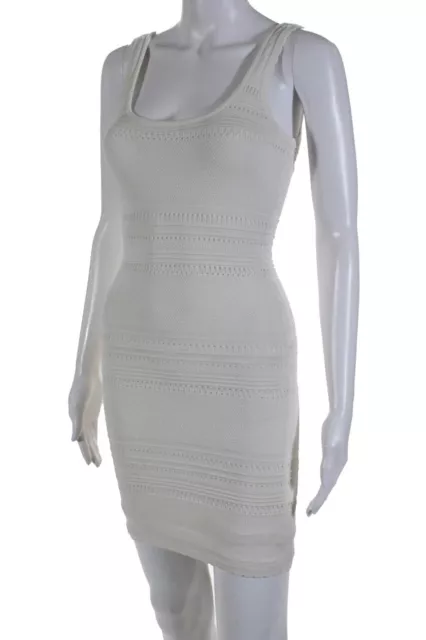 Torn by Ronny Kobo Womens Mesh Knit Scalloped Hem Bodycon Dress White Size S 2