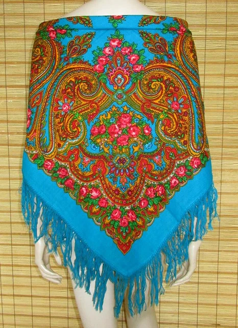 PANNO COSTUME COLORATO - SPALLINE - LANA/POL. - VINTAGE - COME NUOVO - 95x95 cm