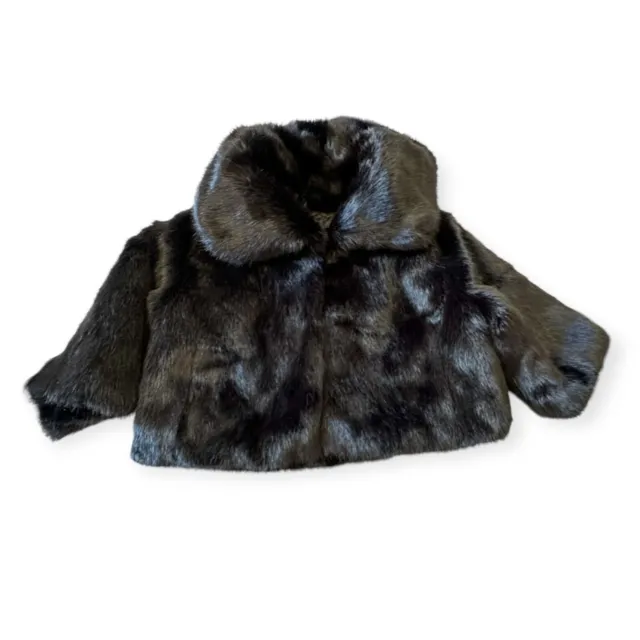 NEW WITH TAG, Nili Lotan Faux Fox Fur Garbo Coat In Black, Size Large ...