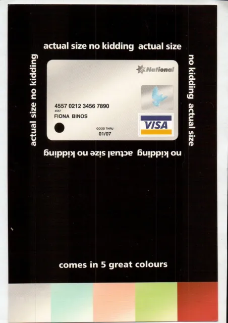 V09404 Australia Avant Card #9404 Visa Card 5 great colours postcard