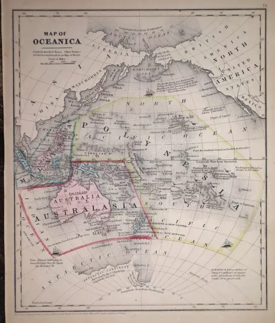 Old Antique 1856 Smith's Atlas Map ~ OCEANICA - AUSTRALASIA ~(9x11) -#1101