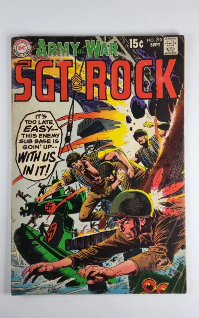 Vintage 1969 DC Comics Our Army at War #210 Sgt. Rock Joe Kubert Cover Art