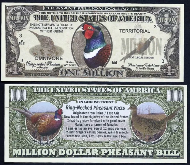 Lot of 100 BILLS- Rooster Pheasant Million Dollar Novelty Bill