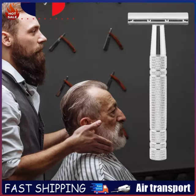Face Beard Shaver Adjustable Beard Trimmer for Mens Grooming Gift (Silver) FR