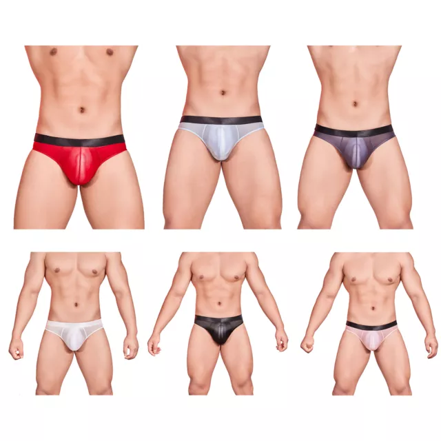 Bragas de vaina sedosa Sissy para hombre bolsa de altura baja abultamiento tanga cuerda en G ropa interior 3