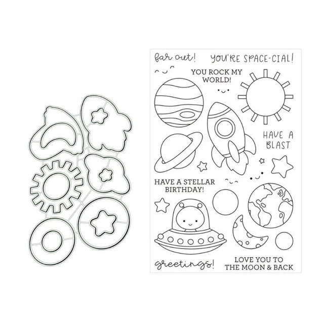 Planet & Cutting Die Clear Silicone Stamps for DIY Photo Album Decoration