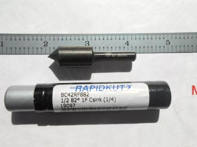 New Rapidkut Usa Hss 1/4" Shank X 1/2" Cut Dia. X 2" Oal X 82 Degree Countersink