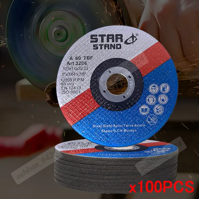 100 X 125mm Cutting Discs Wheel Thin Angle Grinder Cut Off Metal Steel Flap