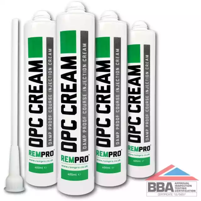 Rempro 4 x BBA Damp Proofing Course Cream - DPC Wall Injection Treatment Control