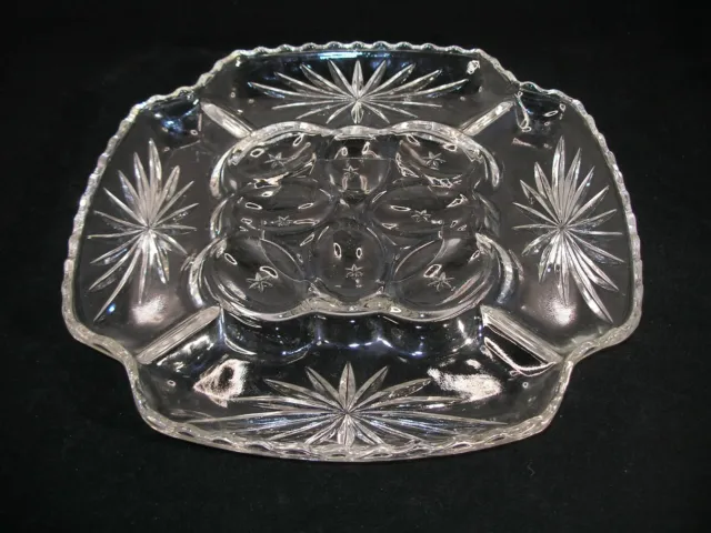 Unusual Shaped Vintage Clear Glass D. Egg & Relish Dish Perfect for the Holidays