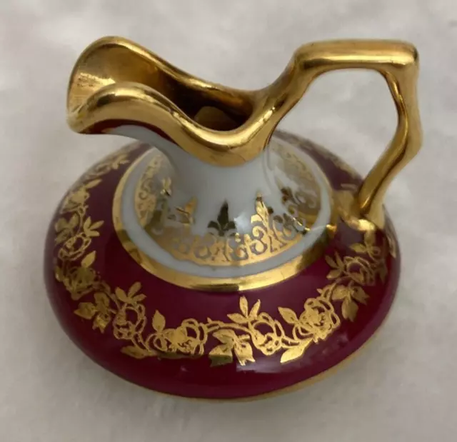 Vintage Limoges France d’Art Rouge Miniature Porcelain Pitcher Vase Jug Collect