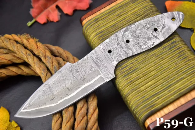 Custom San Mai 8.1"OAL Damascus Steel Blank Blade Hunting Knife Handmade (P59-G)