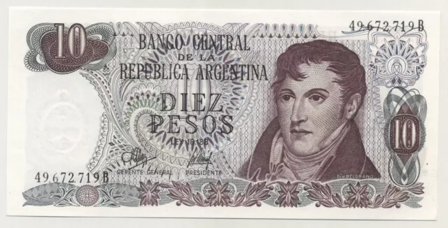 Argentina 10 Pesos ND 1976 Pick 300 UNC Uncirculated Banknote