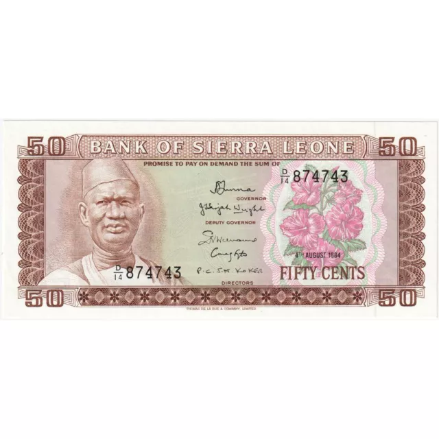 [#248395] Sierra Leone, 50 Cents, UNDATED (1984), KM:4e, FDS