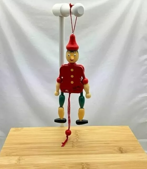 2 anciens pantins, figurines articulées Soldat et Pinocchio en bois