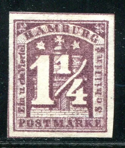 HAMBURG 1864 8 ungummiert PURPURLILA UNVERAUSGABTE BEFUND BPP(S0060