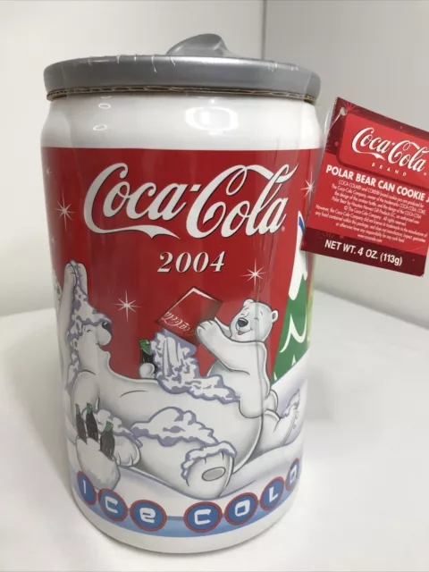 Coca Cola Vintage NOS Christmas Polar Bear Coke Can Cookie Jar Ceramic New