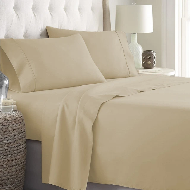 AU SIZES EGYPTIAN Cotton 1000 TC OR 1200 TC Sheet Set 6 PCs Taupe Solid