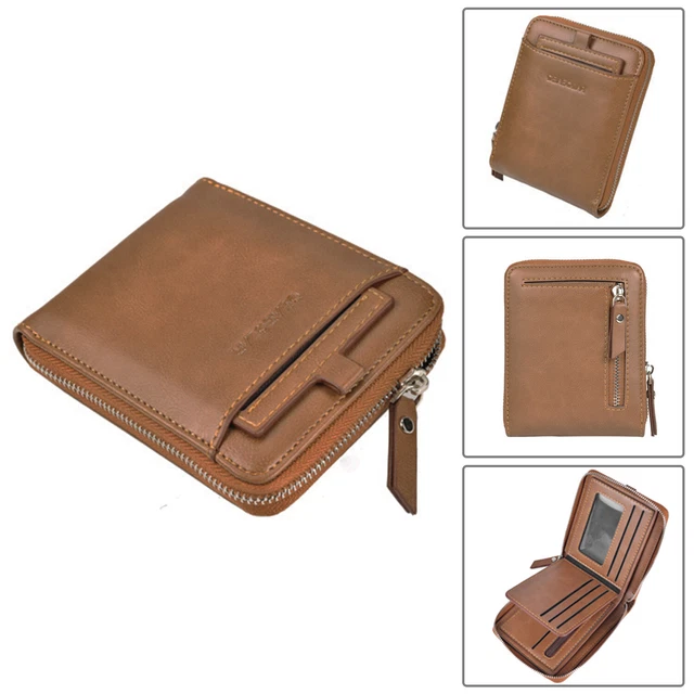 Men RFID Blocking PU Leather Bifold Wallet Credit Card ID Holder Zip Purse 5