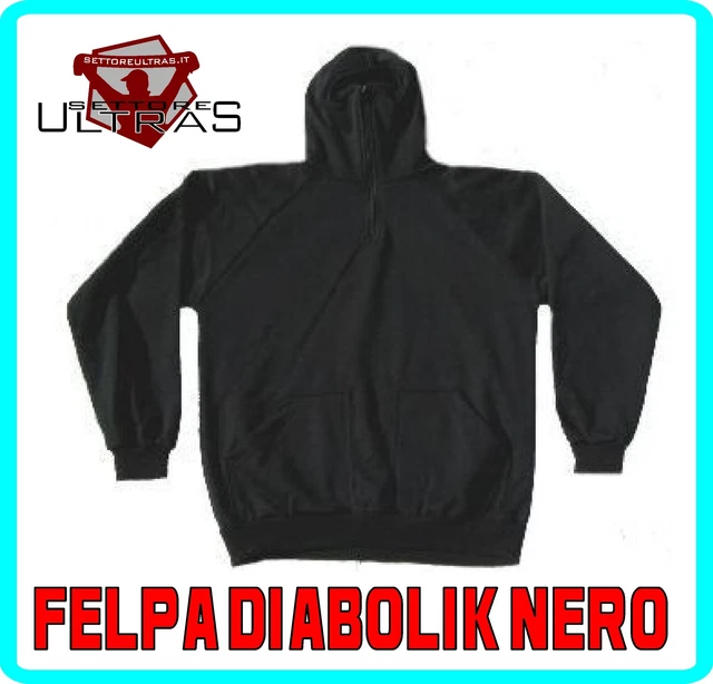 Abbigliamento sportivo FELPA uomo DIABOLIK nero CAPPUCCIO NINJA stadio ULTRAS