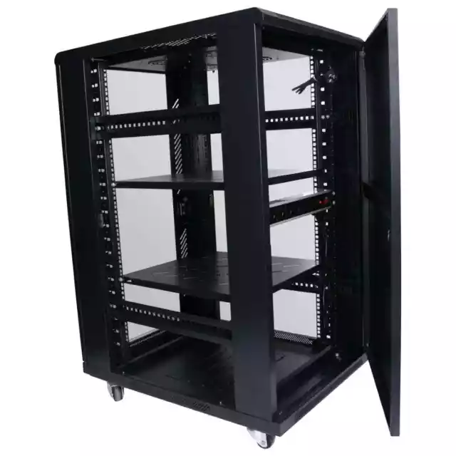 22RU 600mm Deep Free Standing Server Rack Data Network Cabinet 22U 19" 19 Inch 3