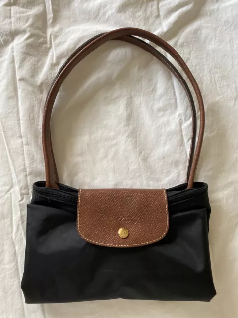 Longchamp Le Pliage Black Expandable Nylon Shoulder Tote Bag (Authentic)