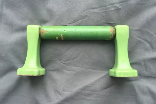 Antique Jadeite Green Porcelain Toilet Paper Tissue Holder Vtg Bathroom 208-20J