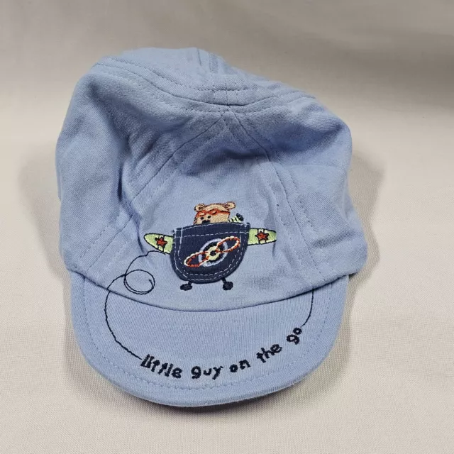 VTG Carters Little Guy on the Go Blue Airplane Plane Blue Baseball Hat Cap 0-3