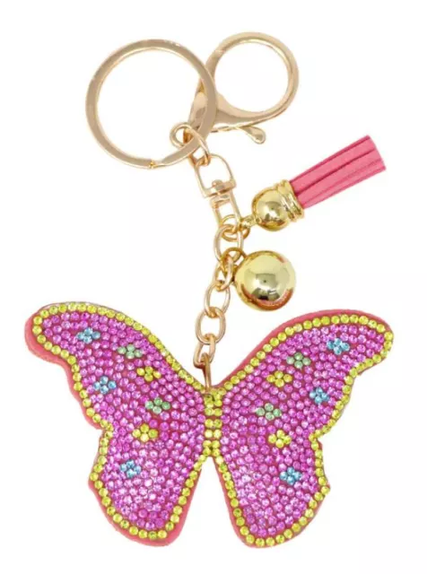 Pink Poppy Bag Charm -Butterfly