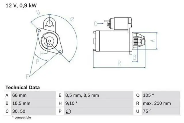 BOSCH Démarreur Starter 0 986 017 120 pour OPEL ZAFIRA B (A05) Meriva A (X03)