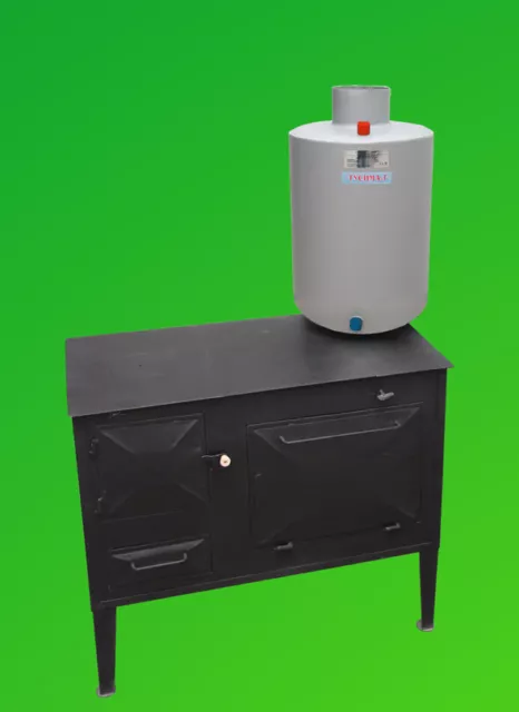 Scaldabagno Boiler per A Legna Stufa Camino Nuovo 40L Grigio /Nero Tusima