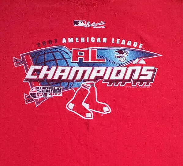 Boston Red Sox T Shirt L Large MLB EUC Majestic 2007 AL Champions Pennant INV299