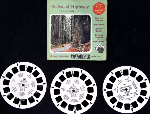 View-Master Set of 3 Reels Redwood Highway California A182 Sawyers