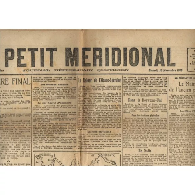 Le PETIT MÉRIDIONAL LuneL Cette St Génies Pérols Villeveyrac Poussan 16 Nov 1918