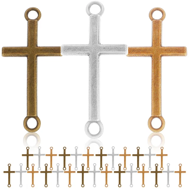 30 Pcs Small Vintage Lightweight Practical Cross Charm Pendants Cross Pendants