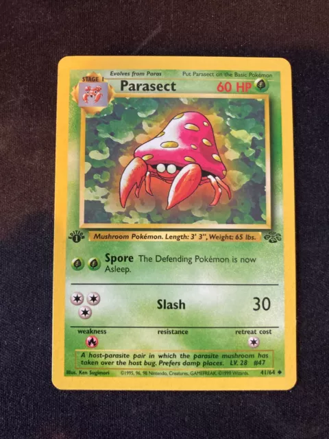 Parasect 41/64 1st Edition Jungle Non Holo Pokemon card Rare Exc - N Mint WOTC