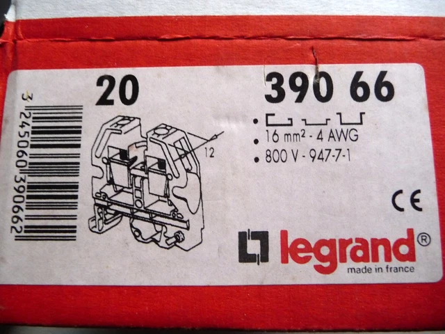 Legrand 39066 borne de jonction 16 mm2 pas de 12 boite de 20