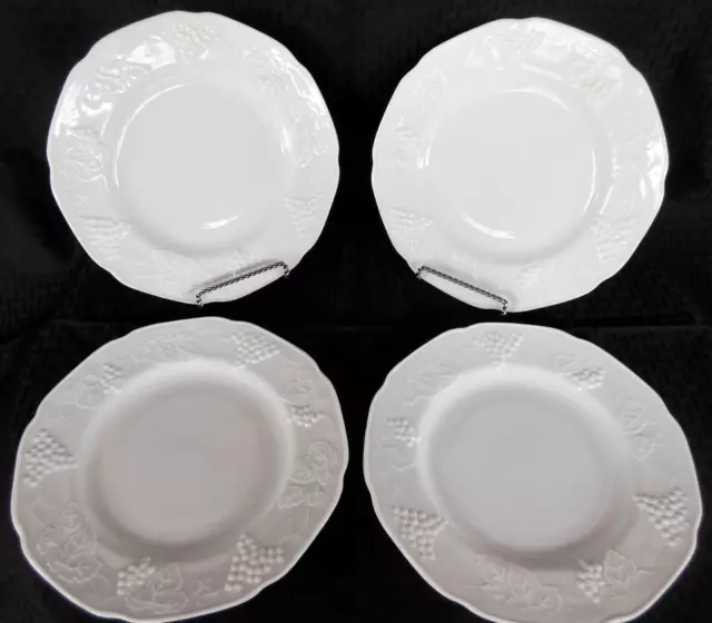 Indiana Colony Milk Glass 4 Opaque White Harvest Grape 9 7/8" Dinner Plates