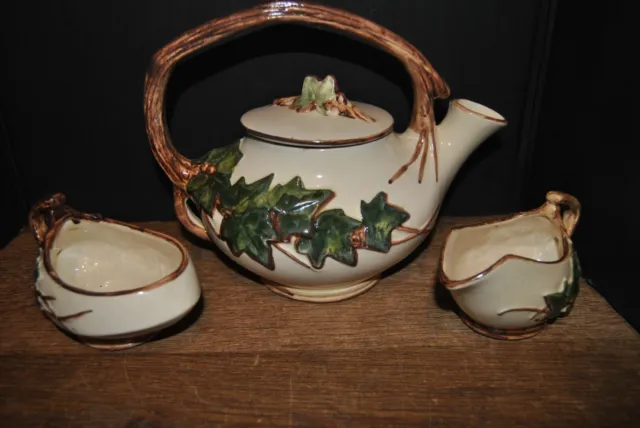 Mccoy Ivy Teapot With Creamer And Sugar