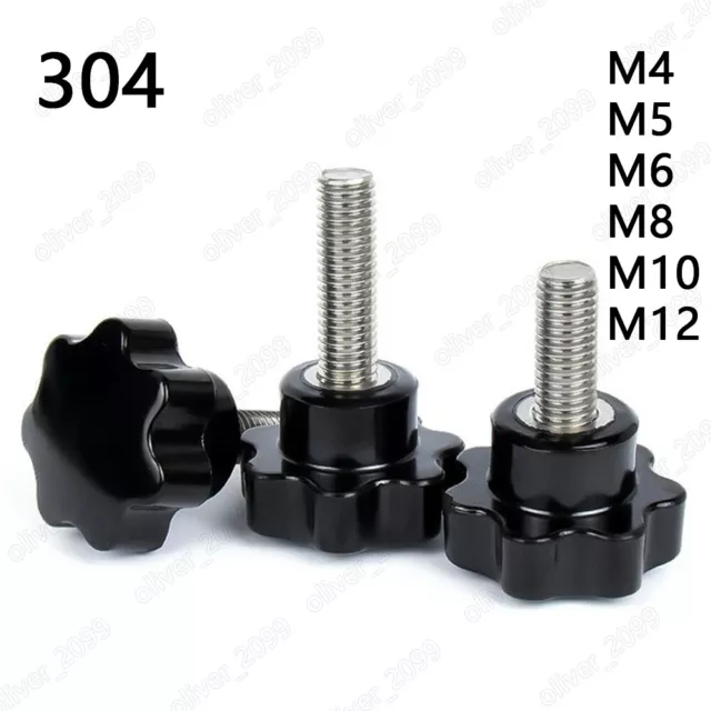 304SS Plastic Seven Point Star Hand Knob Tightening Screws M4 M5 M6 M8 M10 M12