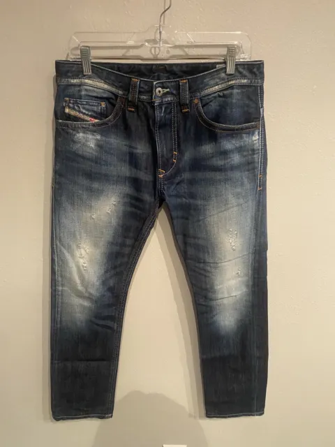 Diesel Jeans Mens Size 32x29 Blue Thavar Slim Skinny Straight Denim Pants